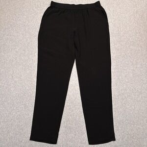 Eileen Fisher 100% Silk Pull-On Pants SP Small Petite Black Stretch Waist Career